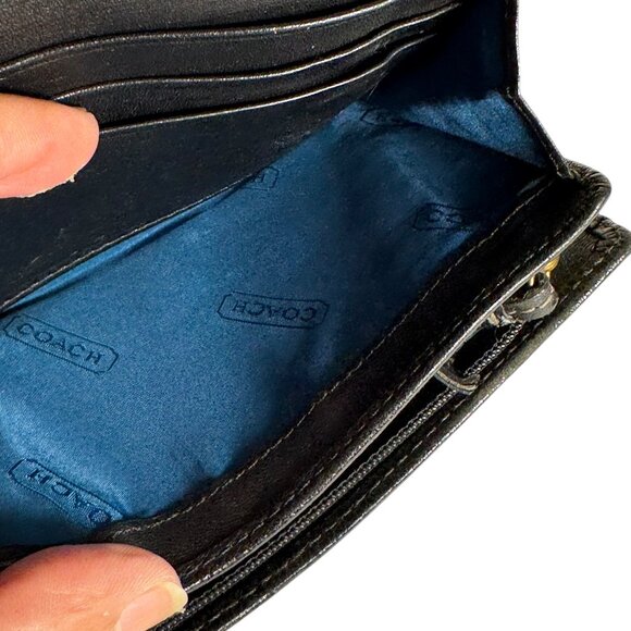 COPY - Coach Black Canvas Leather Trim Small Credit Card/Coin Bifold Wallet - Picture 9 of 12